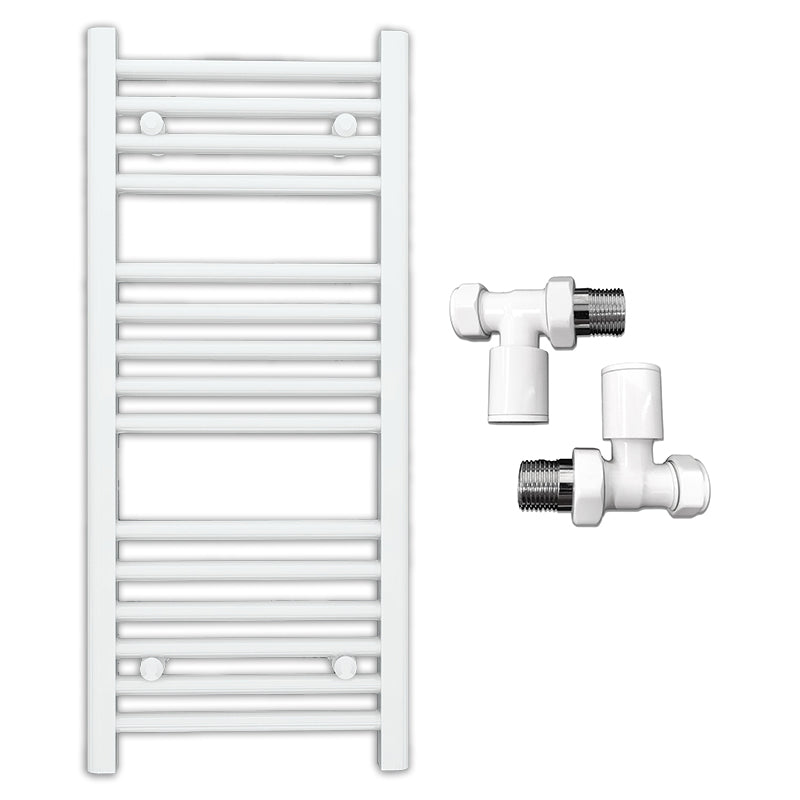 Small 400mm x 800mm Straight White Heated Towel Rail Radiator