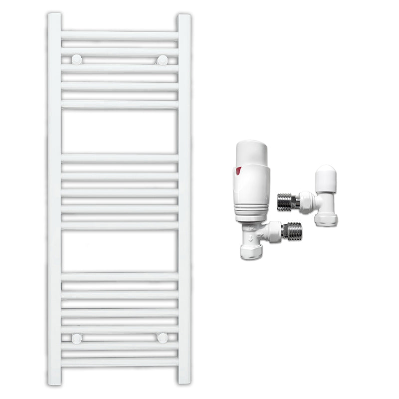 Small 400mm x 900mm Straight White Heated Towel Rail Radiator