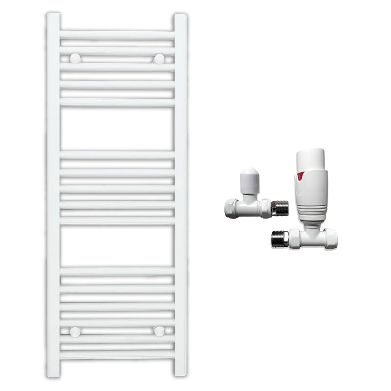 Small 300mm x 900mm Straight White Heated Towel Rail Radiator