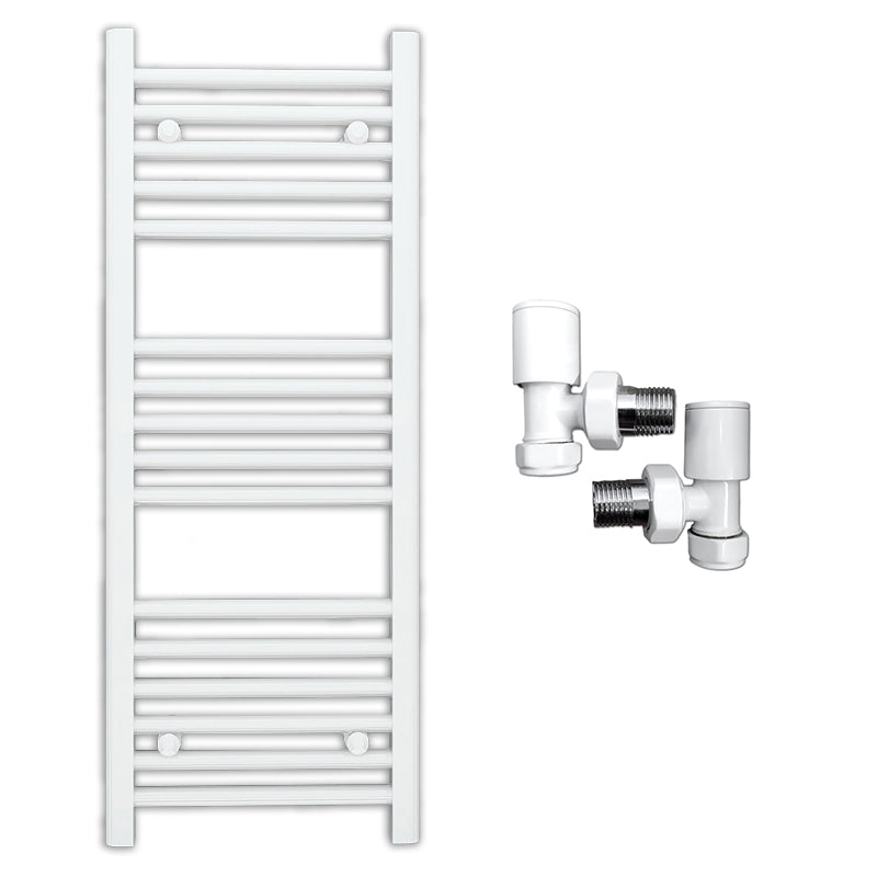 Small 300mm x 900mm Straight White Heated Towel Rail Radiator
