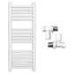 Small 500mm x 900mm Straight White Heated Towel Rail Radiator 