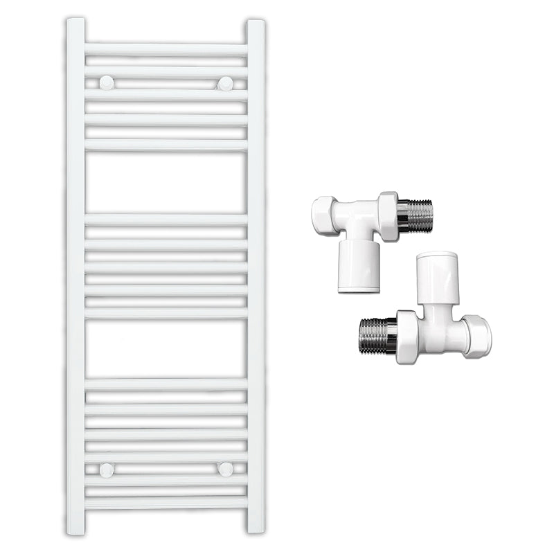 Small 400mm x 900mm Straight White Heated Towel Rail Radiator