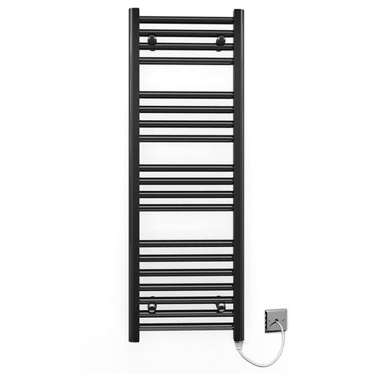450mm x 1000mm Straight Matt Black Electric Pre-Filled Heated Towel Rail Radiator