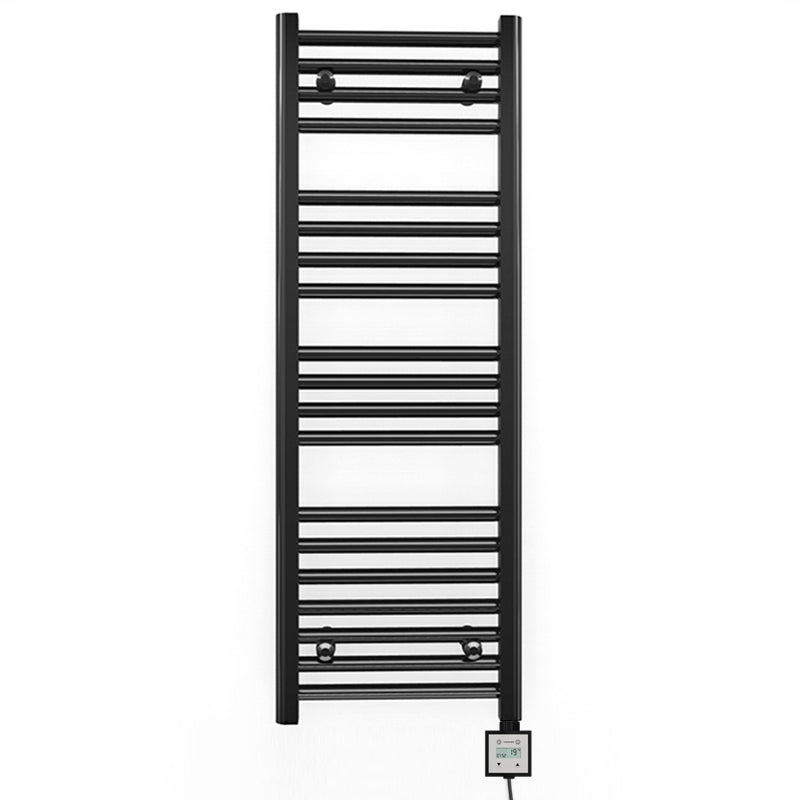 350mm Wide - Electric Heated Towel Rail Radiator - Flat Black - Straight