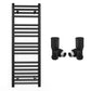 350mm Wide - Heated Towel Rail Radiator - Matt Black - Straight