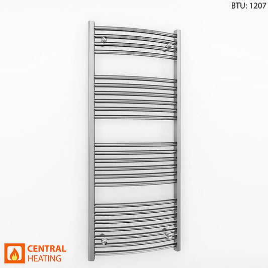 400mm x 1200mm Curved Chrome Heated Towel Rail Radiator