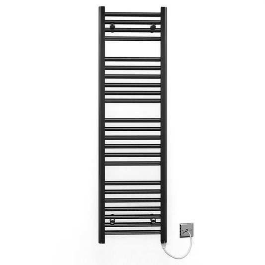 300mm x 1200mm Straight Matt Black Electric Pre-Filled Heated Towel Rail Radiator