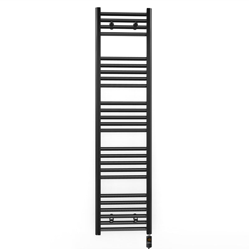 400mm x 1400mm Straight Matt Black Electric Pre-Filled Heated Towel Rail Radiator