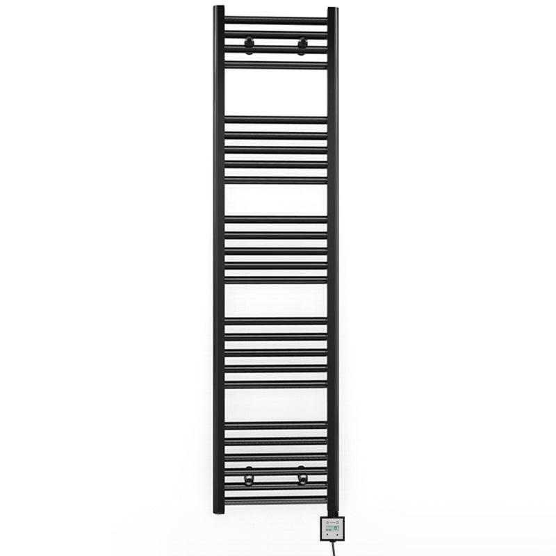 400mm x 1400mm Straight Matt Black Electric Pre-Filled Heated Towel Rail Radiator