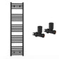 350mm Wide - Heated Towel Rail Radiator - Matt Black - Straight