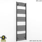 400mm x 1600mm Curved Matt Black Electric Pre-Filled Heated Towel Rail Radiator 