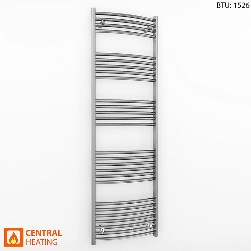 400mm Wide - Curved Heated Towel Rail Radiator Chrome - Straight