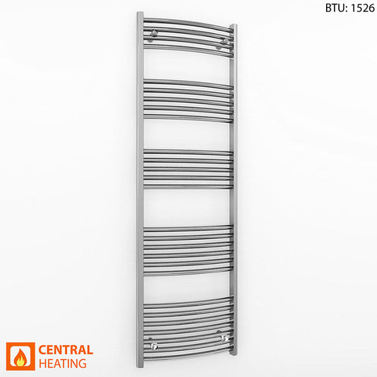 400mm x 1600mm Curved Chrome Heated Towel Rail Radiator