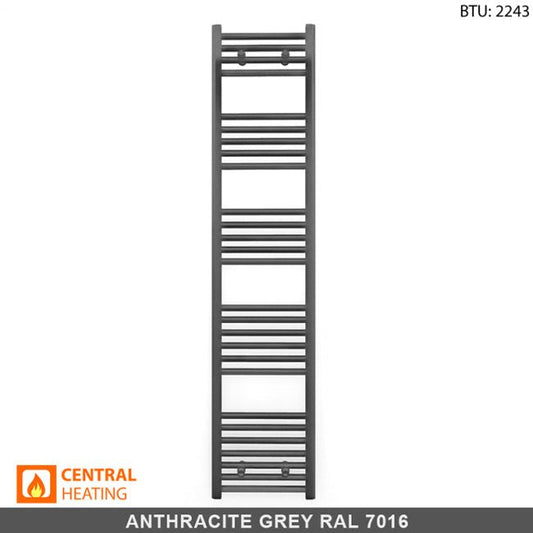 400mm x 1600mm Anthracite Grey Heated Towel Rail Radiator