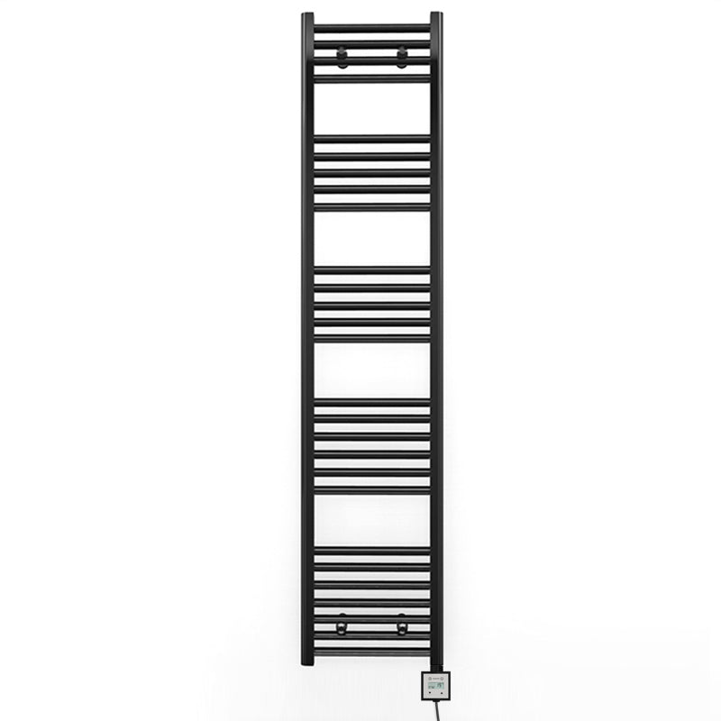 400mm x 1600mm Straight Matt Black Electric Pre-Filled Heated Towel Rail Radiator