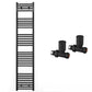 400mm x 1700mm Straight Matt Black Heated Towel Rail Radiator