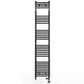 Dual Fuel 300mm x 1800mm Straight Matt Matt Black Heated Towel Rail - (incl. Valves + Electric Heating Kit)