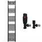 400mm x 1800mm Straight Matt Black Heated Towel Rail Radiator
