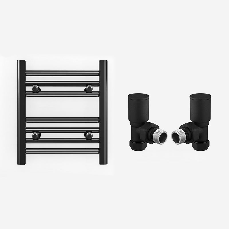 300mm Wide - Heated Towel Rail Radiator - Matt Black - Straight