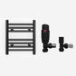 350mm Wide - Heated Towel Rail Radiator - Matt Black - Straight