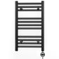 Small 450mm x 600mm Straight Matt Black Electric Pre-Filled Heated Towel Rail Radiator