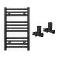 400mm Wide - Heated Towel Rail Radiator - Matt Black - Straight