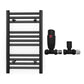 Small 350mm x 600mm Straight Matt Black Heated Towel Rail Radiator
