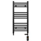 Small Dual Fuel 300mm x 700mm Straight Matt Matt Black Heated Towel Rail - (incl. Valves + Electric Heating Kit)