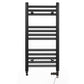 Small Dual Fuel 300mm x 700mm Straight Matt Matt Black Heated Towel Rail - (incl. Valves + Electric Heating Kit)