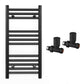 300mm Wide - Heated Towel Rail Radiator - Matt Black - Straight