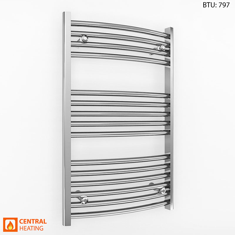 400mm Wide - Curved Heated Towel Rail Radiator Chrome - Straight