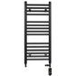 Small Dual Fuel 400mm x 800mm Straight Matt Matt Black Heated Towel Rail - (incl. Valves + Electric Heating Kit)