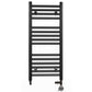 Small Dual Fuel 400mm x 800mm Straight Matt Matt Black Heated Towel Rail - (incl. Valves + Electric Heating Kit)