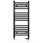 Small Dual Fuel 300mm x 800mm Straight Matt Matt Black Heated Towel Rail - (incl. Valves + Electric Heating Kit)