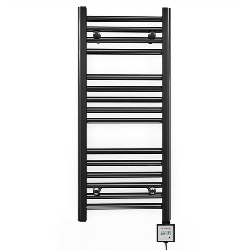 Small 400mm x 800mm Straight Matt Black Electric Pre-Filled Heated Towel Rail Radiator