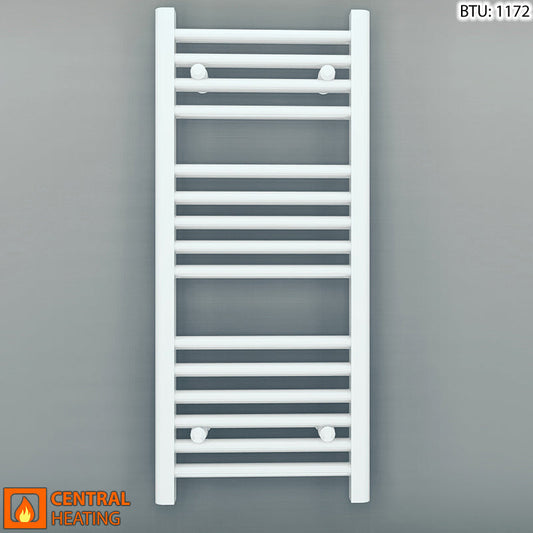 Small 400mm x 800mm Straight White Heated Towel Rail Radiator