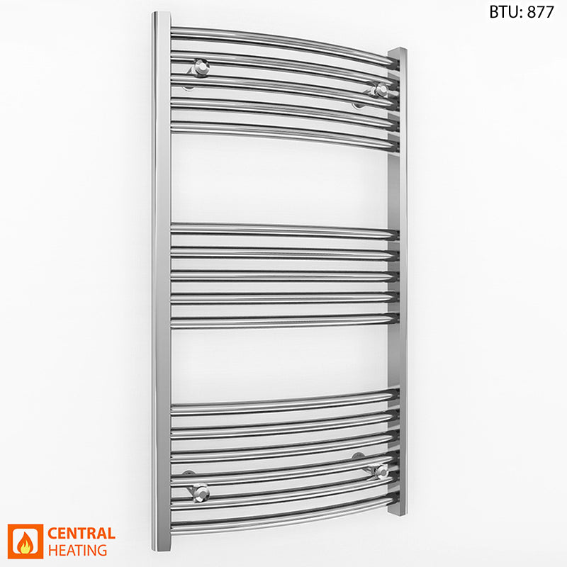 400mm Wide - Curved Heated Towel Rail Radiator Chrome - Straight