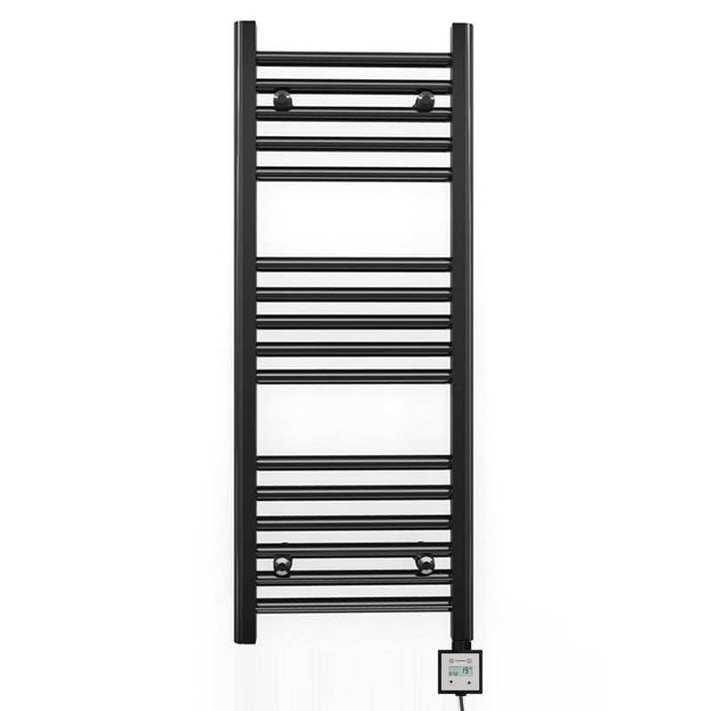 Small 350mm x 900mm Straight Matt Black Electric Pre-Filled Heated Towel Rail Radiator
