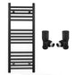 350mm Wide - Heated Towel Rail Radiator - Matt Black - Straight