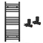 350mm Wide - Heated Towel Rail Radiator - Matt Black - Straight