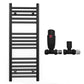 Matt Black Heated Towel Rail Radiator 350mm x 900mm Straight