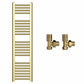 400mm x 1200mm Shiny Gold Heated Towel Rail Radiator