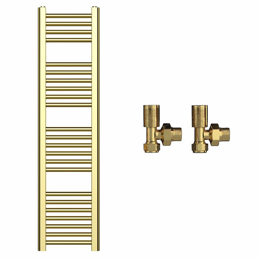 400mm x 1200mm Shiny Gold Heated Towel Rail Radiator