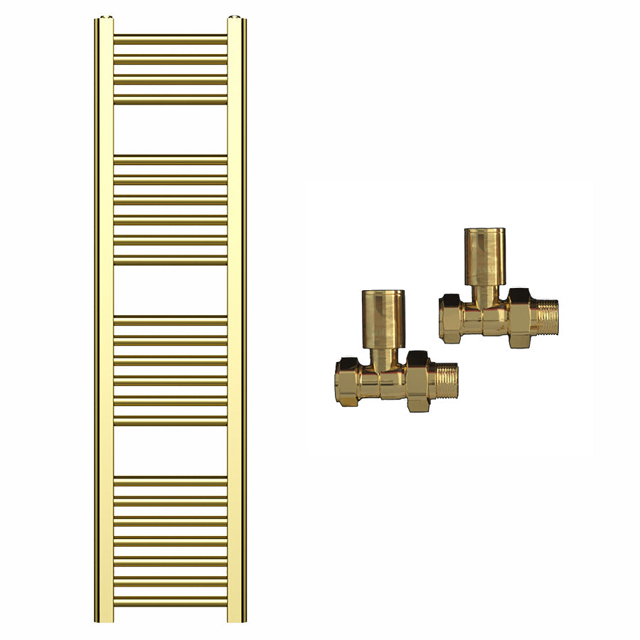 400mm x 1200mm Shiny Gold Heated Towel Rail Radiator