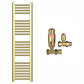 400mm x 1200mm Shiny Gold Heated Towel Rail Radiator