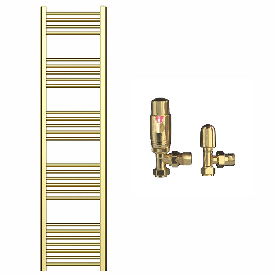 400mm x 1600mm Shiny Gold Heated Towel Rail Radiator