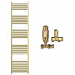 400mm Wide - Heated Towel Rail Radiator - Shiny Gold - Straight