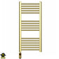 400mm Wide - Electric Heated Towel Rail Radiator - Shiny Gold - Straight