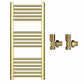 Small 400mm x 900mm Shiny Gold Heated Towel Rail Radiator