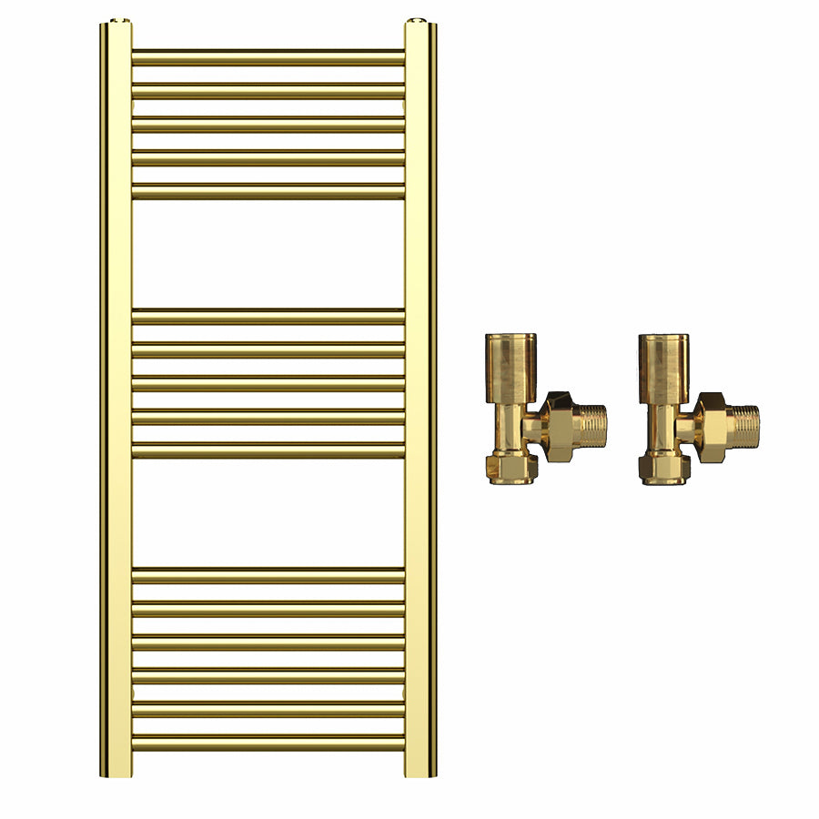 Small 400mm x 900mm Shiny Gold Heated Towel Rail Radiator